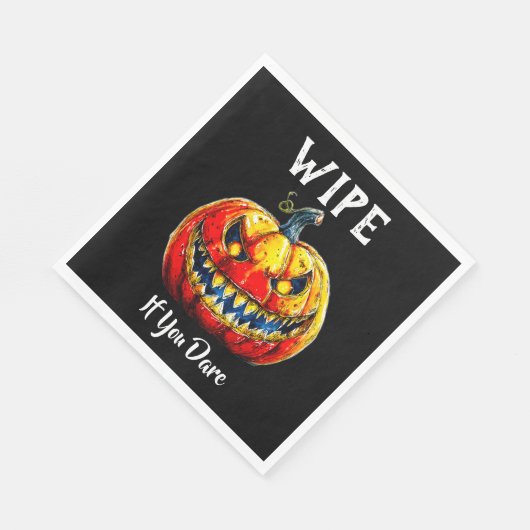 Black Wipe if you dare Halloween Smiling Pumpkin Servet (Hoek)