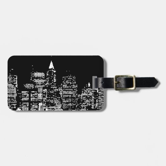 Black & Wireless City Night Bagagelabel (Voorkant horizontaal)