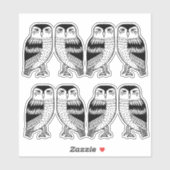 Black Wise Owls Line Drawing Art Sticker (Vel)