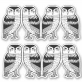 Black Wise Owls Line Drawing Art Sticker (Voorkant)