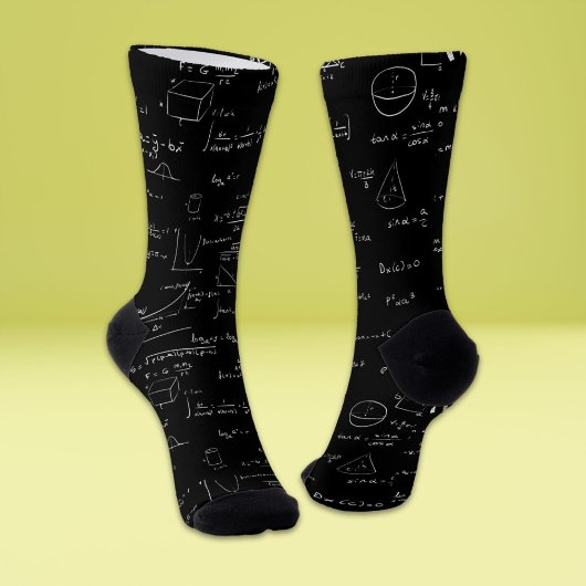 Black Wiskunde Teacher Formula Equations Pattern Sokken