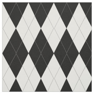 Black   Wit   Lichtgrijs argyle patroon Stof