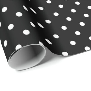 Black Wit Polka Dot inpakpapier
