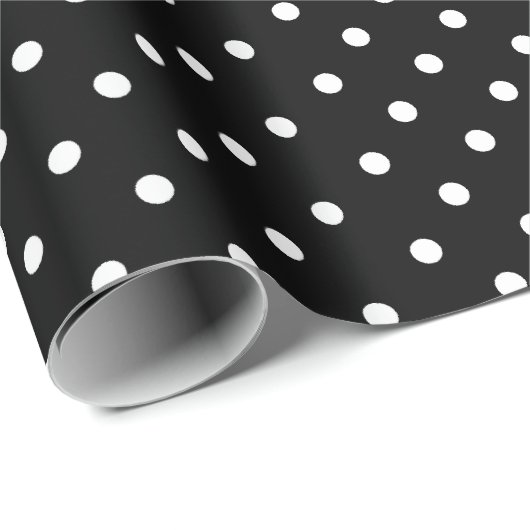 Black | Wit Polka Dot inpakpapier (Rol Hoek)