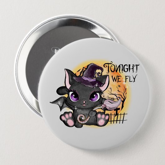 Black Witch Cat | Halloween Cat Ronde Button 4,0 Cm (Voorkant /achterkant)
