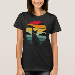 Black Witch Cat  Retro Style T-shirt