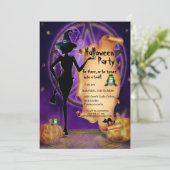 Black Witch Halloween Kaart (Staand voorkant)