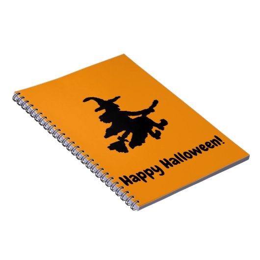 Black Witch on Orange - Happy Halloween  Notitieboek (Rechterzijde)