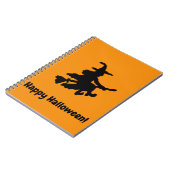 Black Witch on Orange - Happy Halloween  Notitieboek (Linkerzijde)