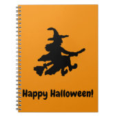 Black Witch on Orange - Happy Halloween  Notitieboek (Voorkant)