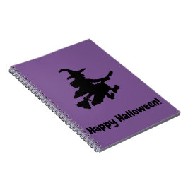 Black Witch on Purple - Happy Halloween  Notitieboek