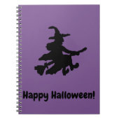 Black Witch on Purple - Happy Halloween  Notitieboek (Voorkant)