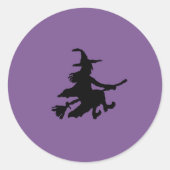Black witch on purple  ronde sticker (Voorkant)