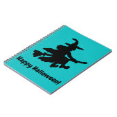 Black Witch on Teal - Happy Halloween  Notitieboek (Linkerzijde)