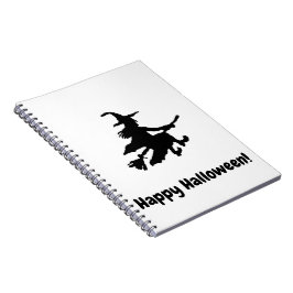 Black Witch on White - Happy Halloween  Notitieboek