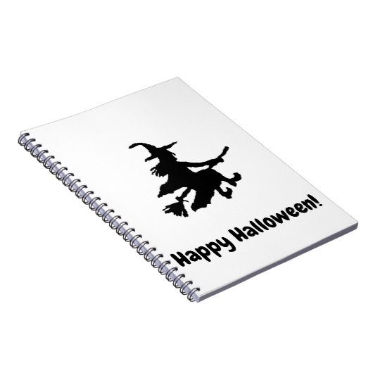 Black Witch on White - Happy Halloween  Notitieboek (Rechterzijde)