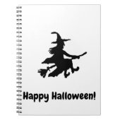 Black Witch on White - Happy Halloween  Notitieboek (Voorkant)