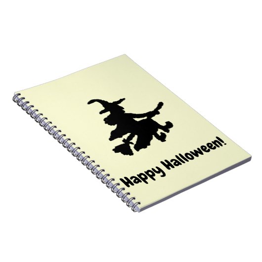 Black Witch on Yellow - Happy Halloween  Notitieboek (Rechterzijde)