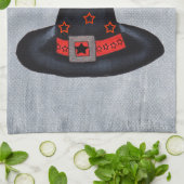 Black Witch Pet Oranje Stars Cute Spider Halloween Theedoek (Gevouwen)