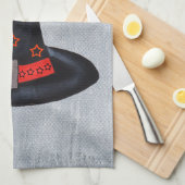 Black Witch Pet Oranje Stars Cute Spider Halloween Theedoek (Quarter Fold)