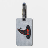 Black Witch Pet Silver Buckle Cute Spider op White Bagagelabel (Achterkant verticaal)