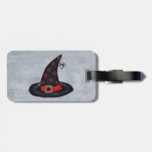 Black Witch Pet Silver Buckle Cute Spider op White Bagagelabel (Achterkant horizontaal)