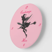 Black Witch Riding Broom Halloween Thunder_Cove Grote Klok (Hoek)