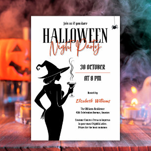 Black Witch Silhouette Halloween Night Party Kaart