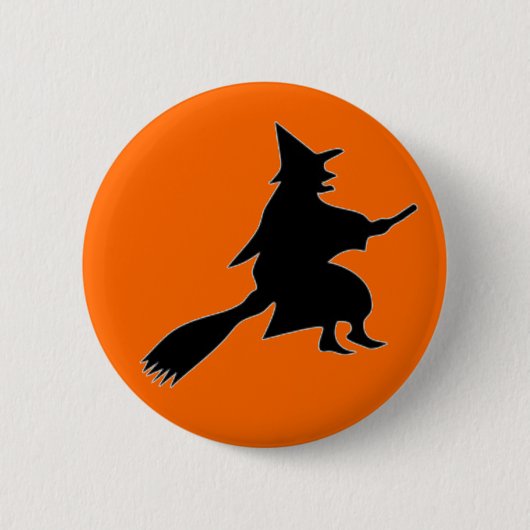 Black Witch Silhouette Ronde Button 5,7 Cm (Voorkant)