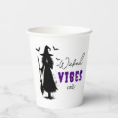 Black Witch Silhouette – "Wicked Vibes Only" -  Papieren Bekers (Achterkant)