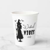Black Witch Silhouette - "Wicked Vibes Only" - Papieren Bekers (Voorkant)