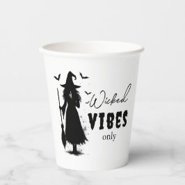 Black Witch Silhouette - "Wicked Vibes Only" - Papieren Bekers
