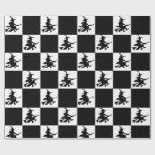Black Witches Checkered Wrapping Paper Cadeaupapier (Vlak)