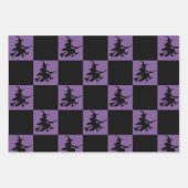 Black Witches on Orange, Purple & Teal Checkered Inpakpapier Vel (Voorkant 2)