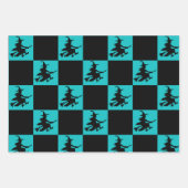 Black Witches on Orange, Purple & Teal Checkered Inpakpapier Vel (Voorkant 3)