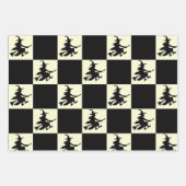 Black Witches on White, Yellow & Orange Checkered Inpakpapier Vel (Voorkant 2)