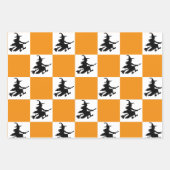 Black Witches on White, Yellow & Orange Checkered Inpakpapier Vel (Voorkant 3)
