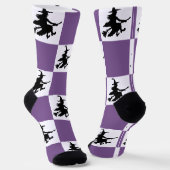 Black Witches Purple & White Checkered Sokken (Gebogen)