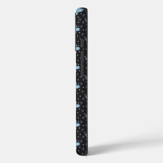 Black with Blue Paisley Flowers iPhone 16 Case (Achterkant / Links)