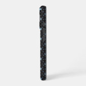 Black with Blue Paisley Flowers iPhone 16 Case Hoesje (Linkerkant)