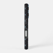 Black with Blue Paisley Flowers iPhone 16 Case Hoesje (Rechterkant)