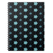 Black with Blue Paisley Flowers iPhone 16 Case Notitieboek (Voorkant)