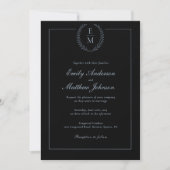 Black With Blue Wedding Invitation QR Code Kaart (Voorkant)