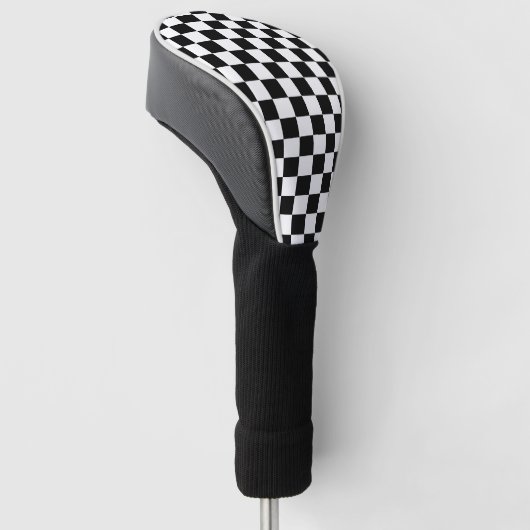 Black with Classic White Square Pattern Style Golfheadcover (Schuin)
