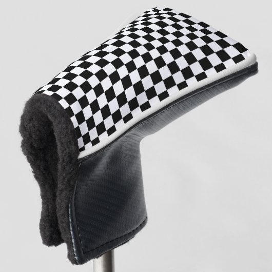 Black with Classic White Square Pattern Style Golfheadcover (3/4 voorkant)