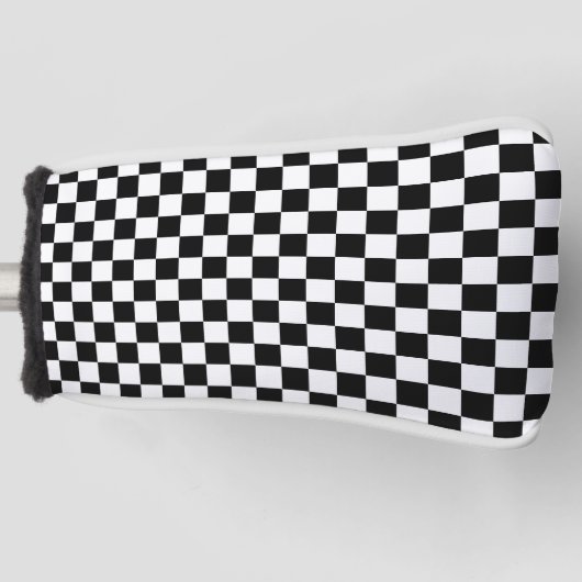 Black with Classic White Square Pattern Style Golfheadcover (Voorkant)