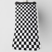 Black with Classic White Square Pattern Style Golfheadcover (Draai 90)