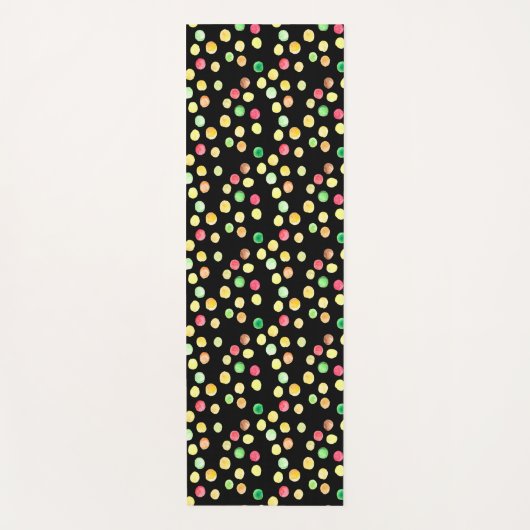 Black With Coloured Dots Yellow Pattern Yogamat (Voorkant)