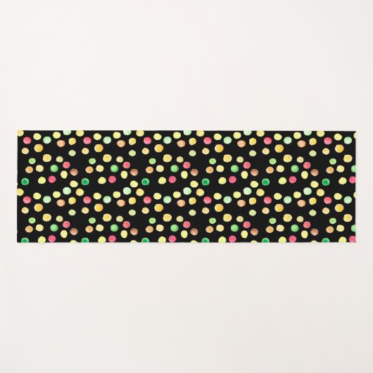 Black With Coloured Dots Yellow Pattern Yogamat (Voorkant (horizontaal))