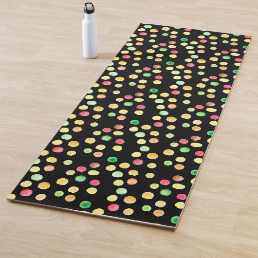 Black With Coloured Dots Yellow Pattern Yogamat (In situ)